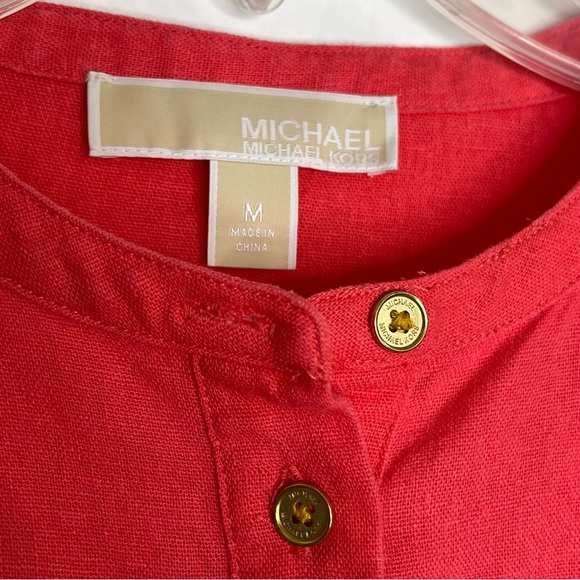 Michael Kors Womens Button Up Top Elastic Cuff Long Sleeve Punch Blouse Size M - Picture 2 of 8